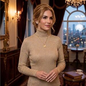 Joseph A. Qu’est- Cequec’EstSilk Shimmering Gold Sweater